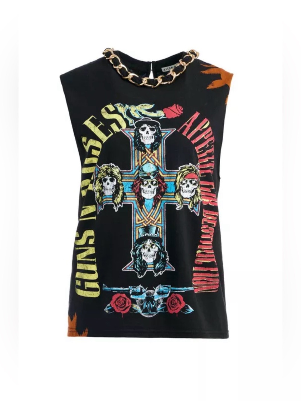 Alice + Olivia | Guns n' Roses Miller Chain Neck Boyfriend Tee XS/S